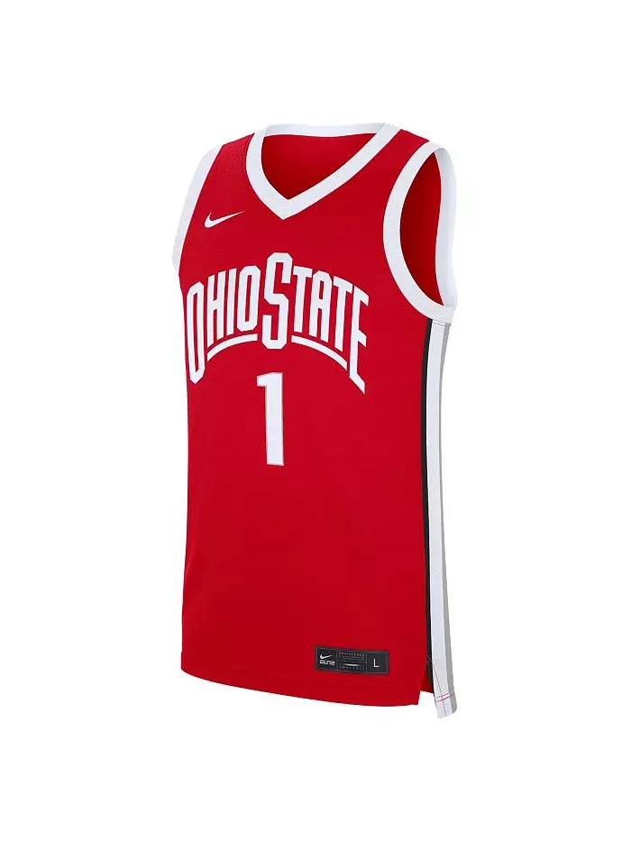 Мужская реплика дорожной футболки Ohio State Buckeyes 1 Scarlet Nike — изображение 2 из 3