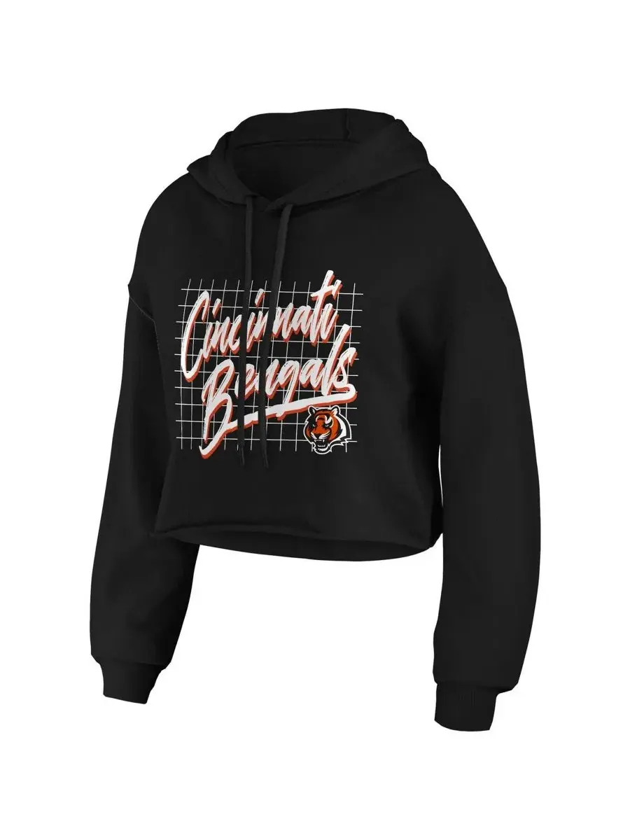 Женский укороченный пуловер-худи с принтом Cincinnati Bengals WEAR by Erin Andrews — изображение 2 из 3, черный