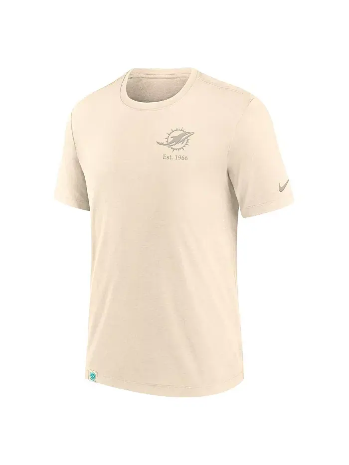 Мужская футболка Miami Dolphins Glory Tri-Blend кремового цвета Nike — изображение 2 из 3