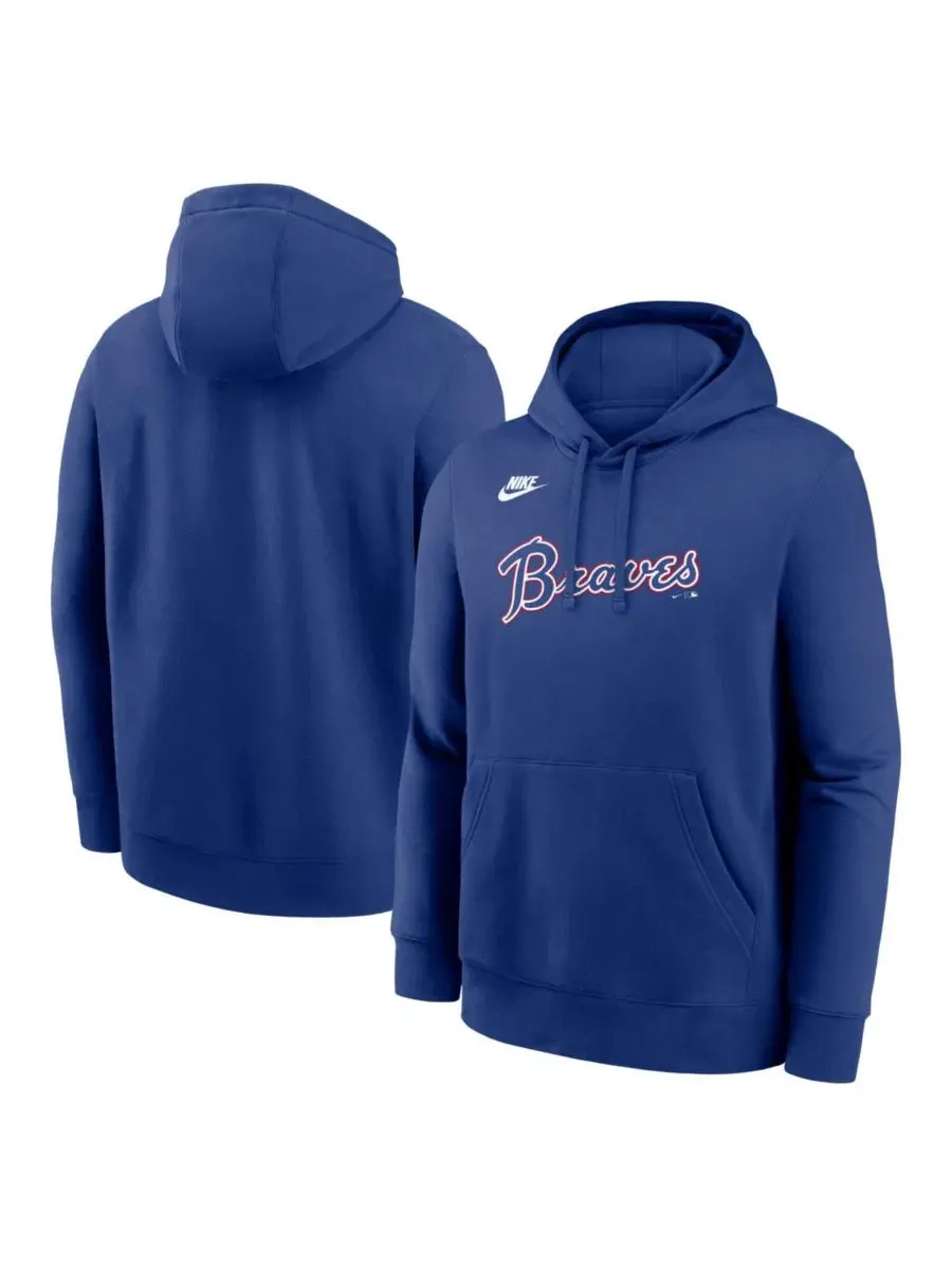 Худи с принтом Atlanta Braves Cooperstown Collection Wordmark Club Nike — изображение 1 из 3, королевский