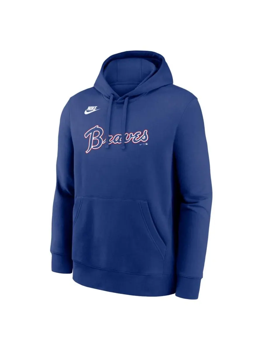 Худи с принтом Atlanta Braves Cooperstown Collection Wordmark Club Nike — изображение 3 из 3, королевский