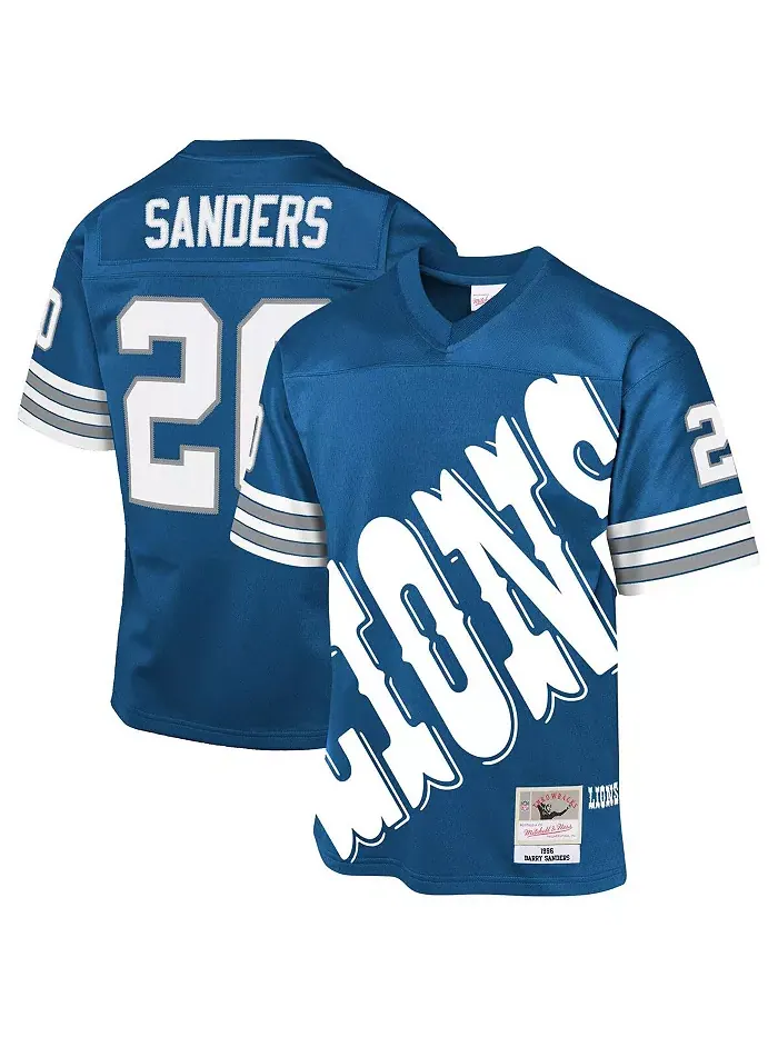 Футболка Detroit Lions в стиле ретро 1996 года, модель Barry Sanders, синяя, для подростков — изображение 1 из 3