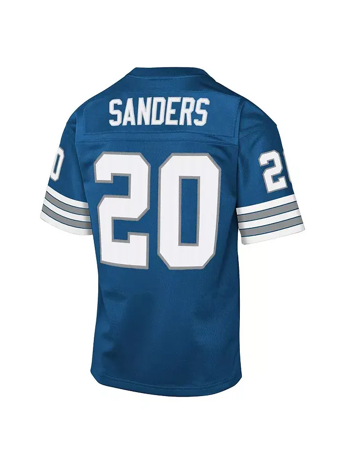 Футболка Detroit Lions в стиле ретро 1996 года, модель Barry Sanders, синяя, для подростков — изображение 3 из 3