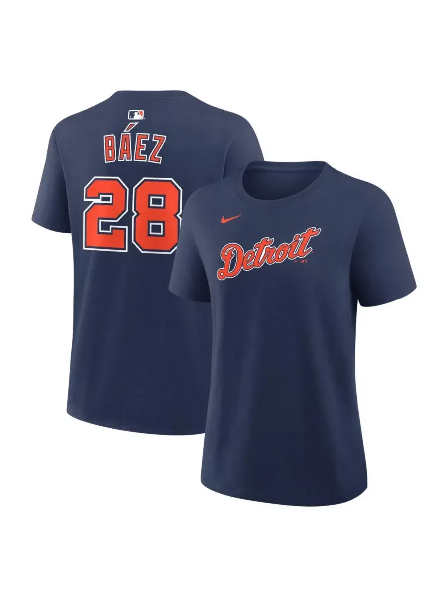 Футболка с принтом Javier Báez Navy Detroit Tigers Name & Number Nike — изображение 1 из 3, темно-синий