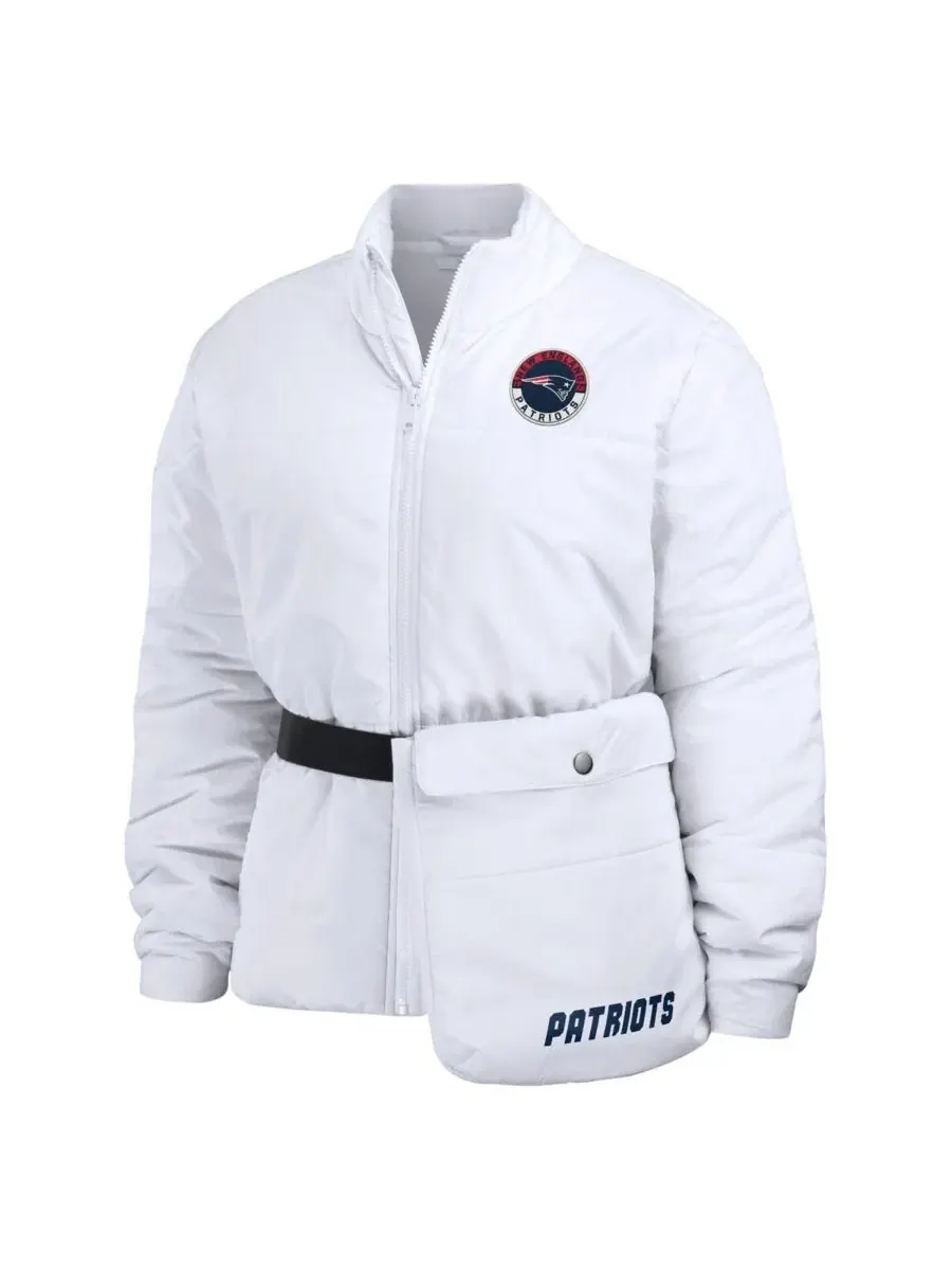 Женская куртка-пуховик с капюшоном и поясом, New England Patriots WEAR by Erin Andrews — изображение 2 из 4, белый