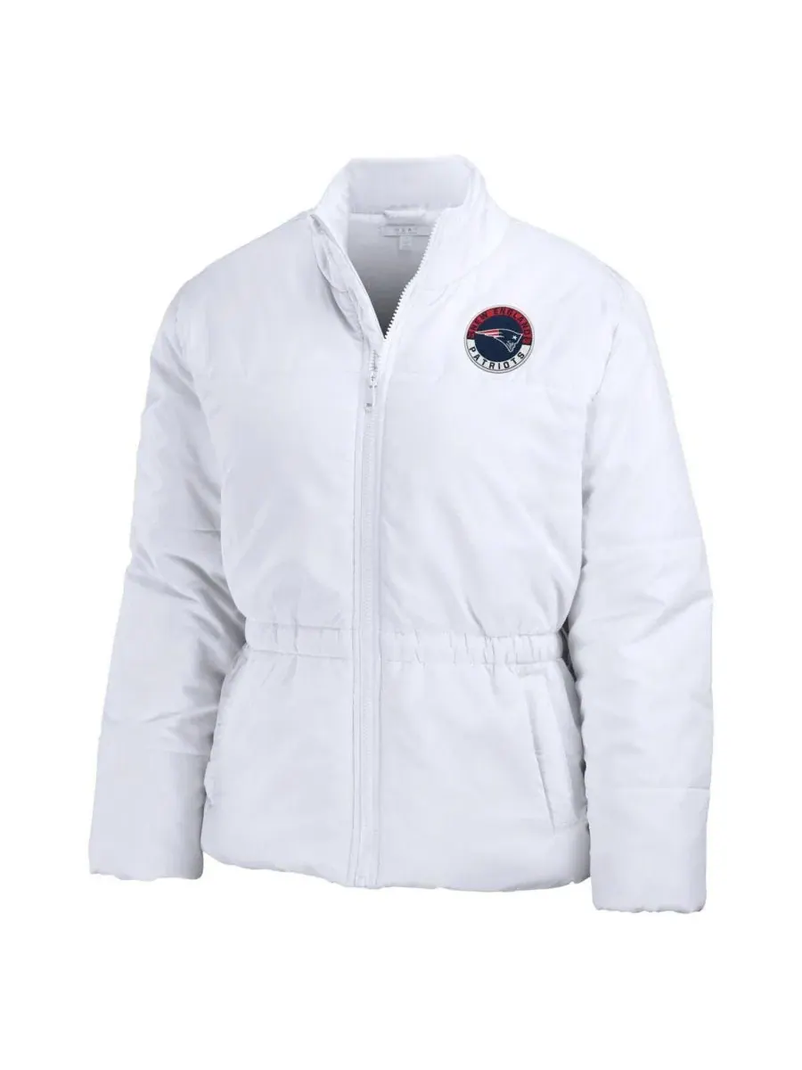 Женская куртка-пуховик с капюшоном и поясом, New England Patriots WEAR by Erin Andrews — изображение 4 из 4, белый