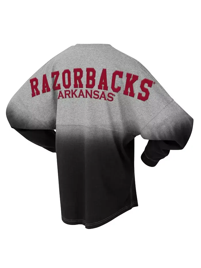 Мужская и женская черно-серая футболка Arkansas Razorbacks Ombre с длинным рукавом Spirit Jersey — изображение 3 из 3