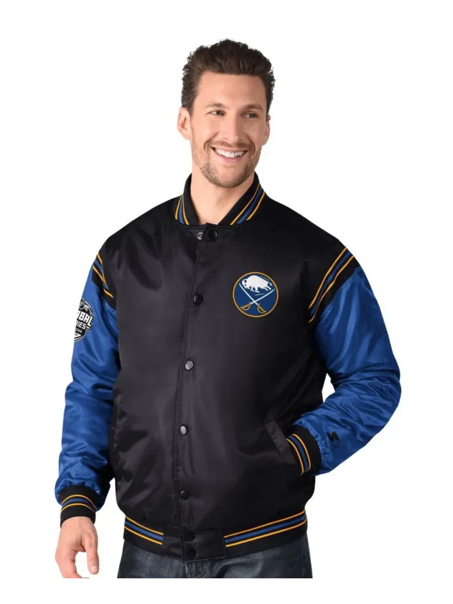 Мужская куртка-бомбер с принтом Buffalo Sabres, модель 2024 NHL Global Series Starter — изображение 1 из 2, черный