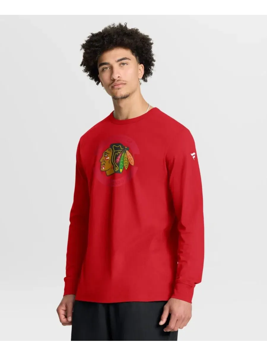 Футболка с длинным рукавом Chicago Blackhawks Authentic Pro Property Of Practice Fanatics — изображение 1 из 4, красный