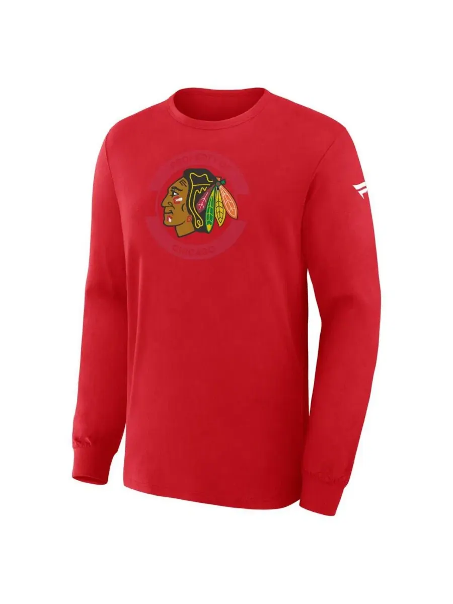 Футболка с длинным рукавом Chicago Blackhawks Authentic Pro Property Of Practice Fanatics — изображение 4 из 4, красный