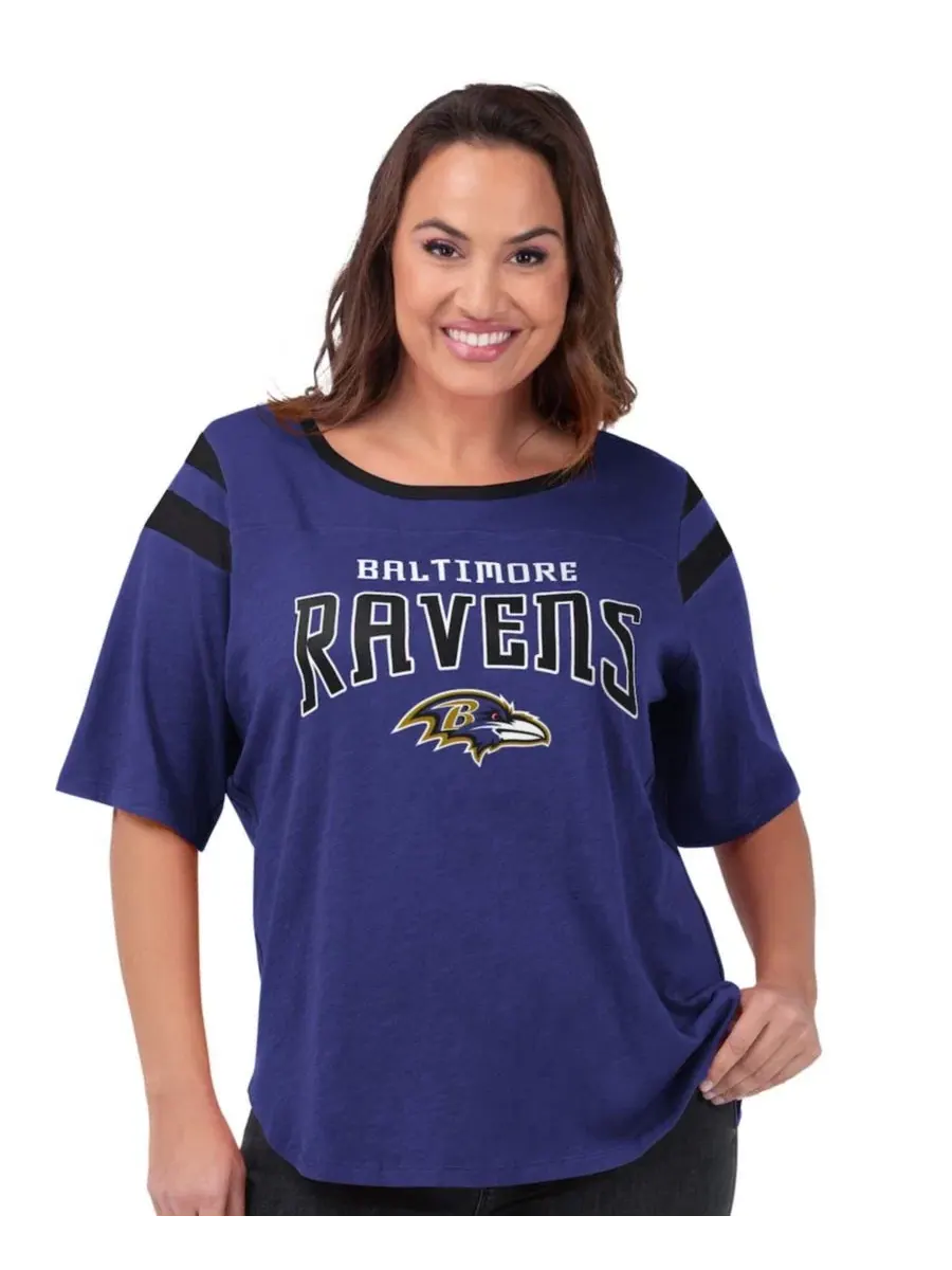 Футболка с принтом Baltimore Ravens, модель Linebacker G-III 4Her by Carl Banks — изображение 1 из 3, фиолетовый