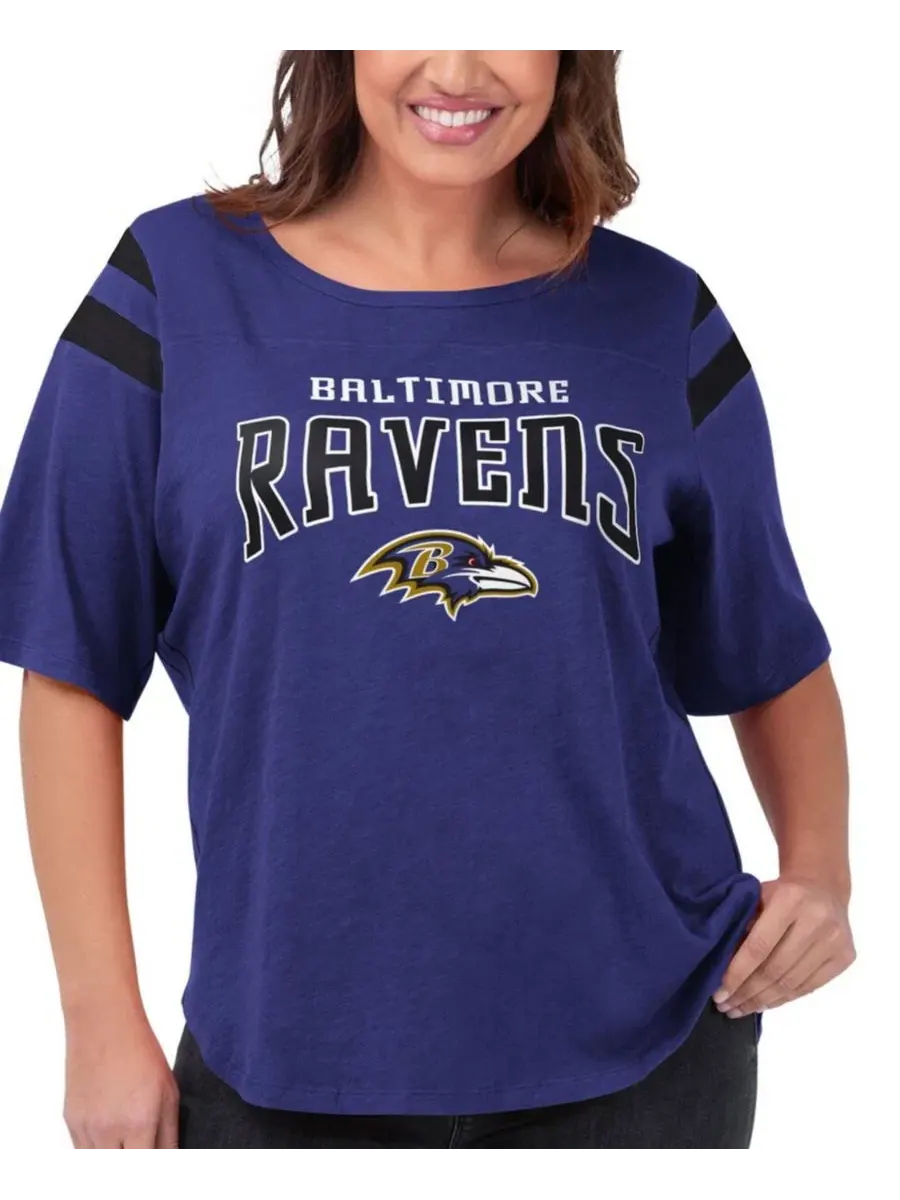 Футболка с принтом Baltimore Ravens, модель Linebacker G-III 4Her by Carl Banks — изображение 3 из 3, фиолетовый