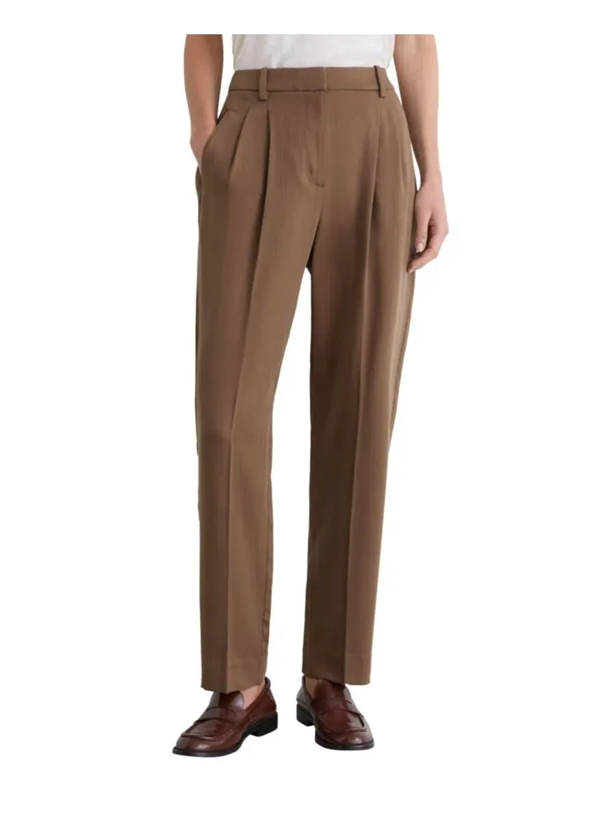 Брюки с защипами из лиоцелла Clay Fluid Taper REISS, Taupe Neutral