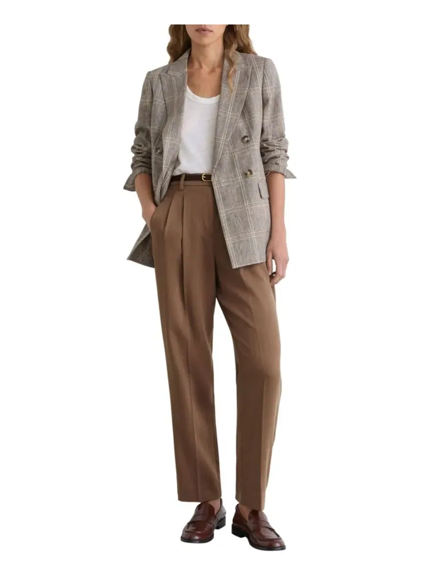 Брюки с защипами из лиоцелла Clay Fluid Taper REISS, Taupe Neutral — изображение 2 из 5