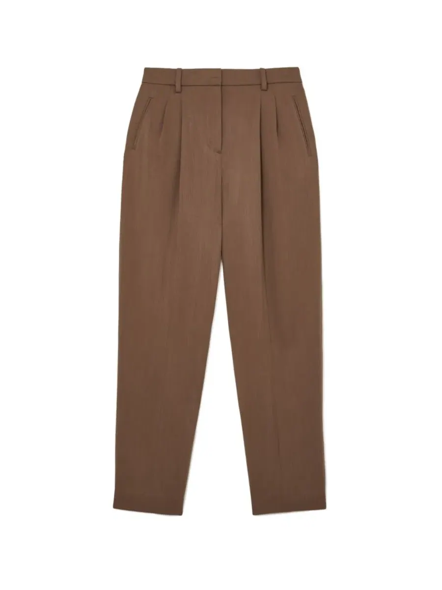 Брюки с защипами из лиоцелла Clay Fluid Taper REISS, Taupe Neutral — изображение 3 из 5