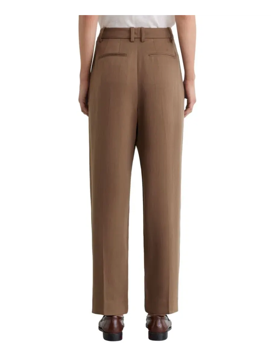 Брюки с защипами из лиоцелла Clay Fluid Taper REISS, Taupe Neutral — изображение 4 из 5