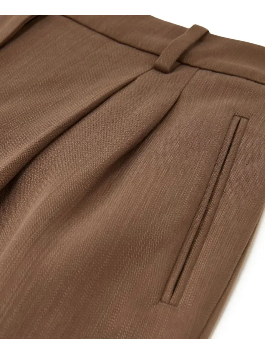 Брюки с защипами из лиоцелла Clay Fluid Taper REISS, Taupe Neutral — изображение 5 из 5