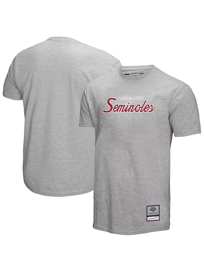 Мужская серая футболка Florida State Seminoles Elite Script Mitchell & Ness — изображение 1 из 3