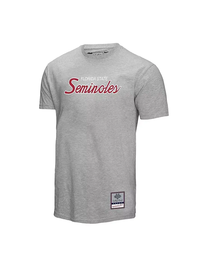 Мужская серая футболка Florida State Seminoles Elite Script Mitchell & Ness — изображение 2 из 3