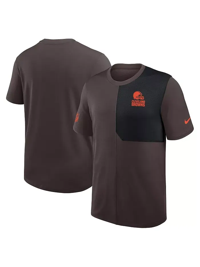 Мужская коричневая футболка Cleveland Browns Sideline UV Performance Coach Nike — изображение 1 из 3