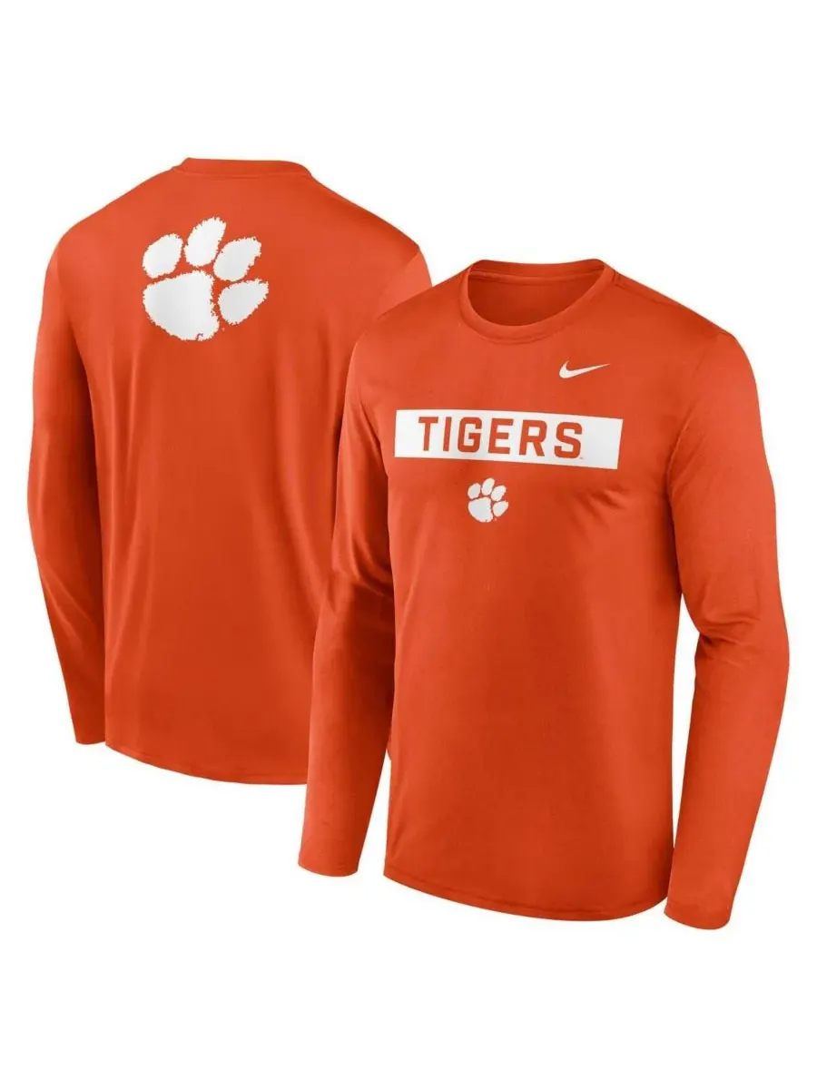 Nike Мужская оранжевая футболка с длинным рукавом Clemson Tigers Primetime Campus 2-Hit Legend — изображение 1 из 3