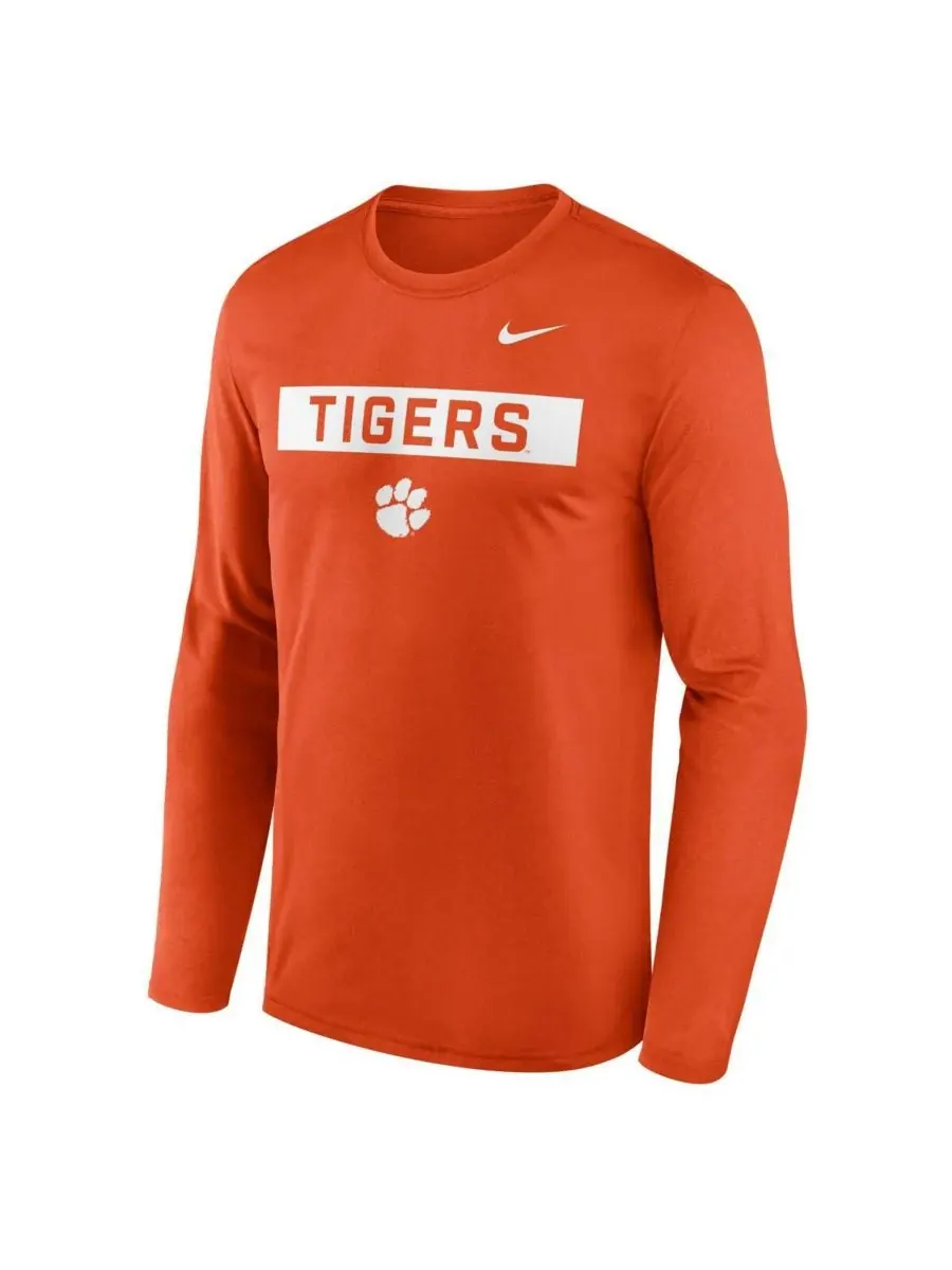 Nike Мужская оранжевая футболка с длинным рукавом Clemson Tigers Primetime Campus 2-Hit Legend — изображение 2 из 3