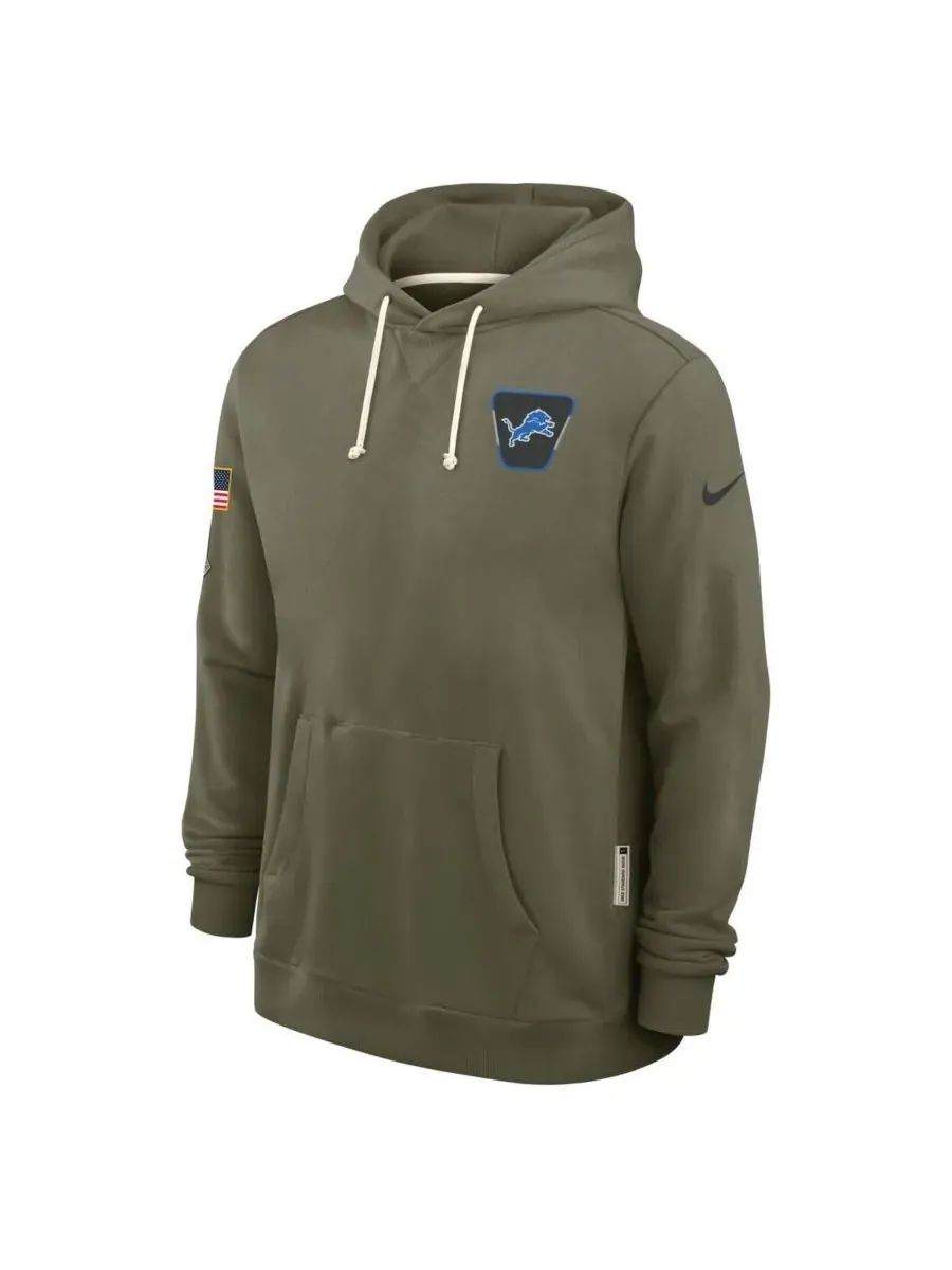 Nike Мужская толстовка Dri-FIT оливкового цвета с символикой команды Detroit Lions 2025 Salute to — изображение 4 из 5