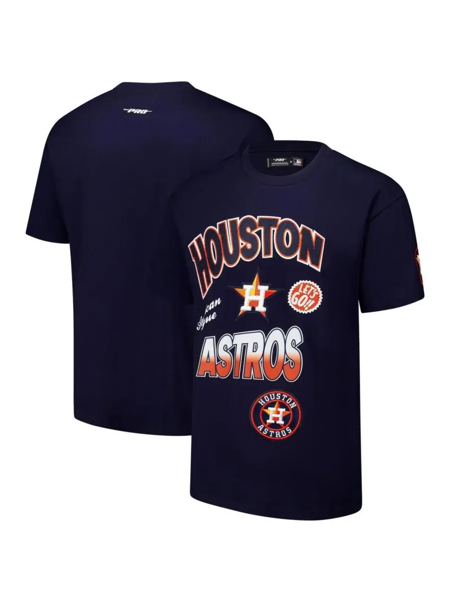 Pro Standard Мужская темно-синяя футболка Houston Astros Turn It Up с приспущенными плечами — изображение 1 из 3, темно-синий