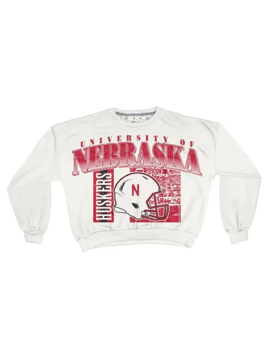 Pressbox Женская белая толстовка Nebraska Huskers Oversized Janice Retro Waist-Length — изображение 2 из 3, белый