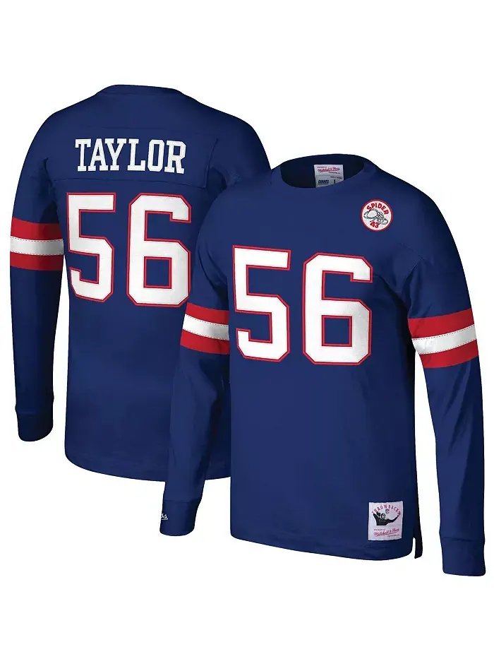 Мужская футболка с длинным рукавом Lawrence Taylor Royal New York Giants Big and Tall Cut & Sew с — изображение 1 из 3