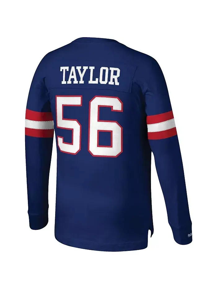 Мужская футболка с длинным рукавом Lawrence Taylor Royal New York Giants Big and Tall Cut & Sew с — изображение 2 из 3