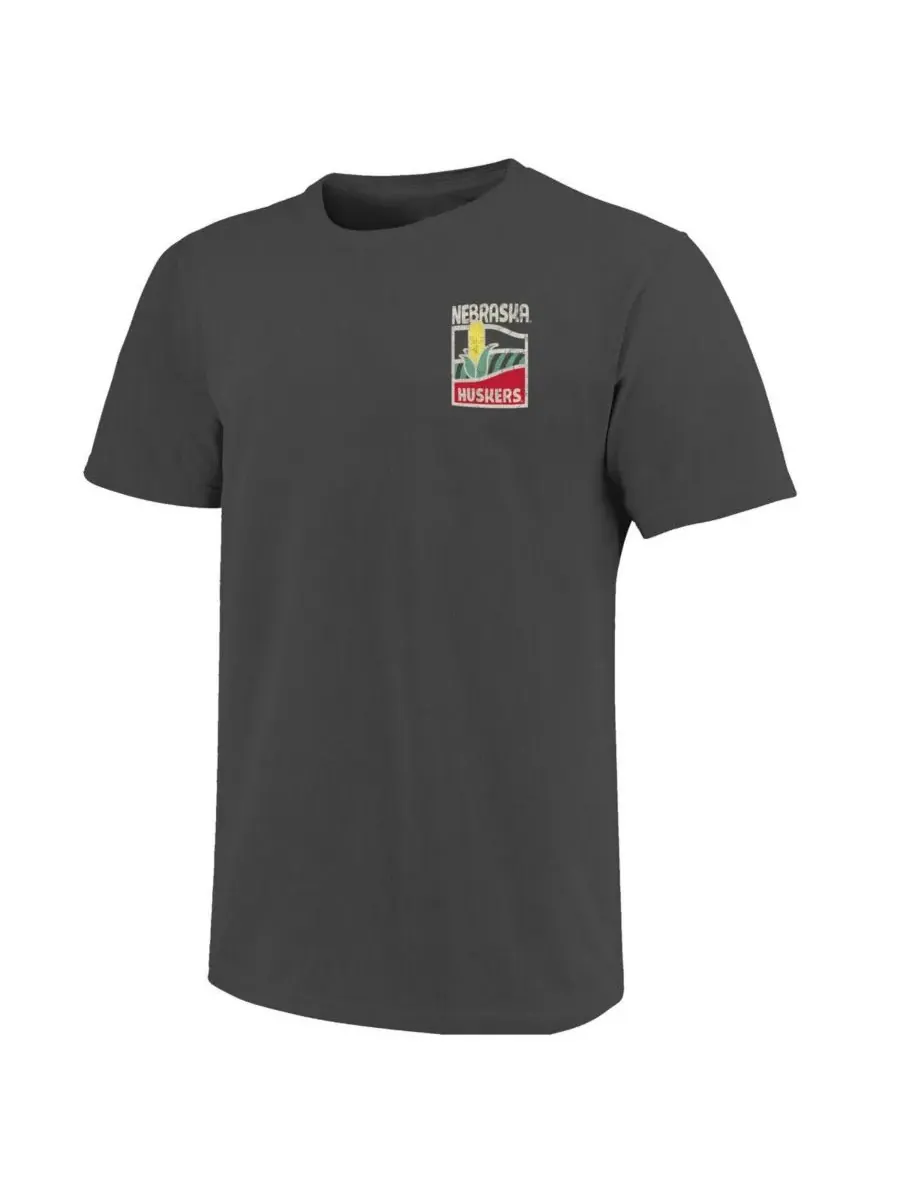 Image One Мужская футболка Nebraska Huskers Graphite Comfort Colors Minimal Vista Distressed — изображение 2 из 3, серый