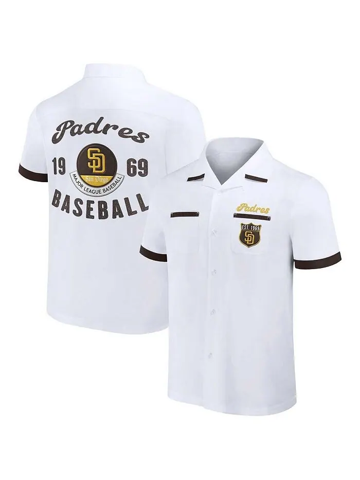 Мужская рубашка для боулинга на пуговицах Darius Rucker Collection от White San Diego Padres — изображение 1 из 3, белый