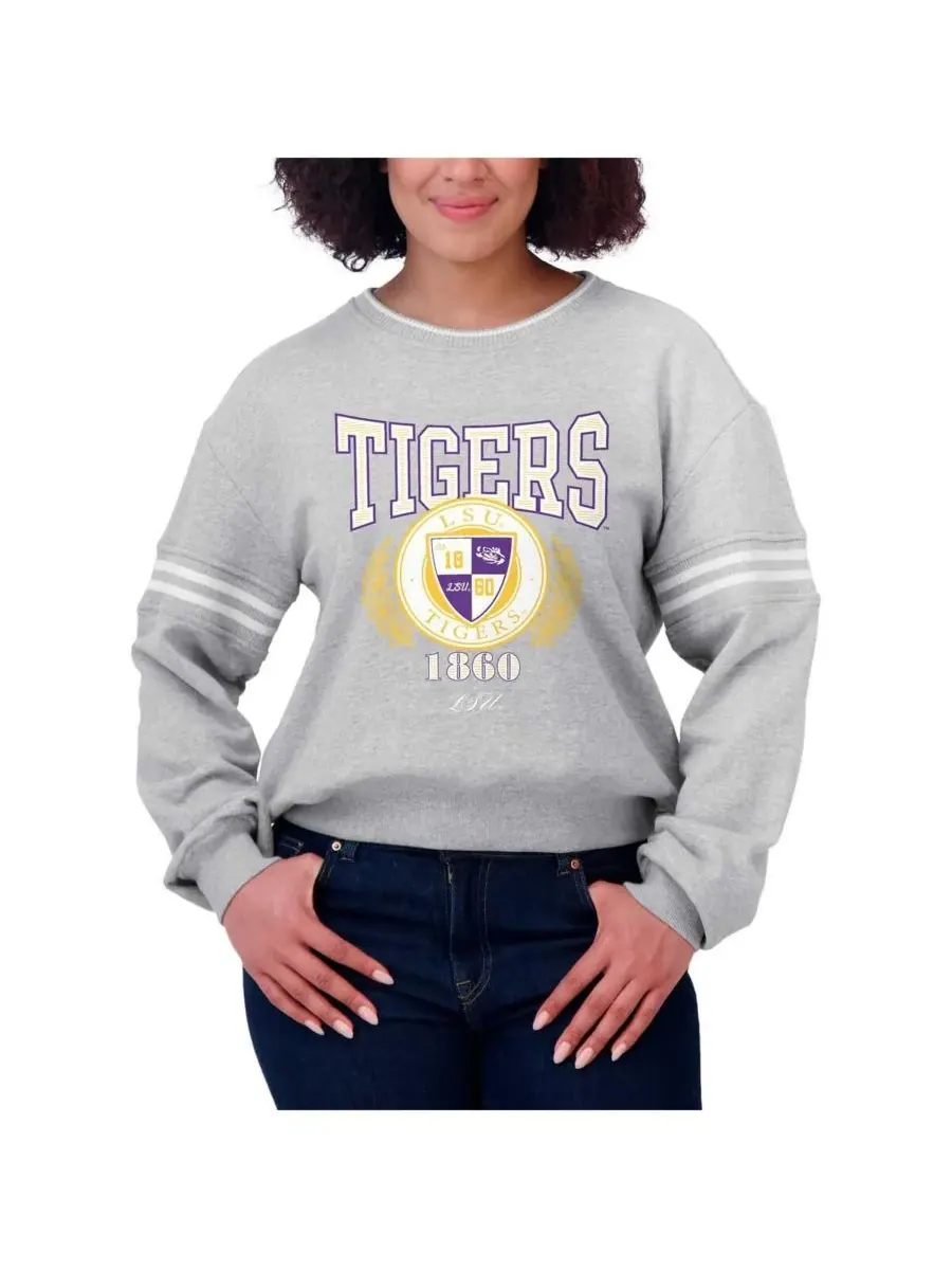 WEAR by Erin Andrews Женский свитер-пуловер серого цвета с классической полосой в стиле LSU Tigers — изображение 2 из 4