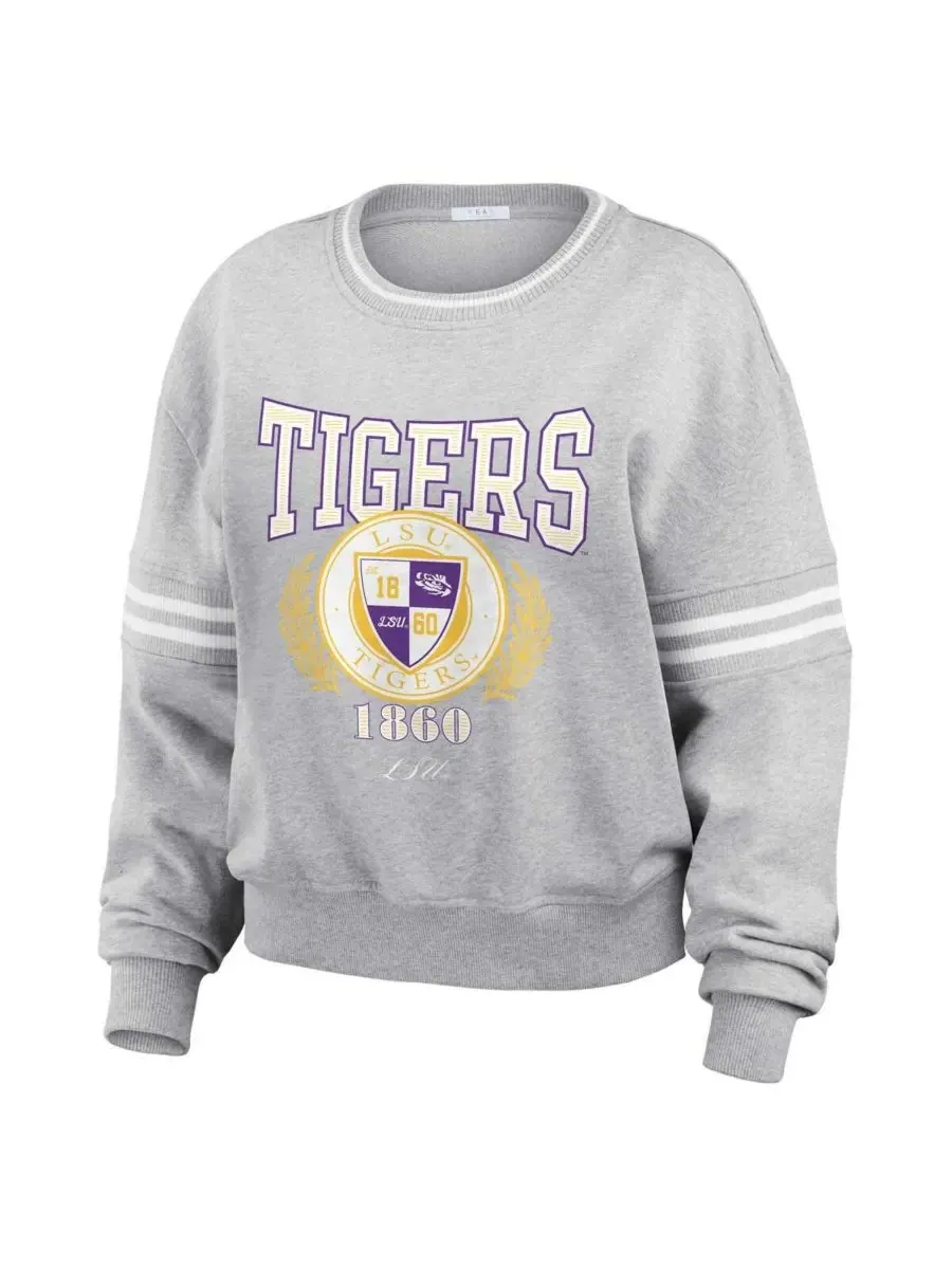 WEAR by Erin Andrews Женский свитер-пуловер серого цвета с классической полосой в стиле LSU Tigers — изображение 4 из 4