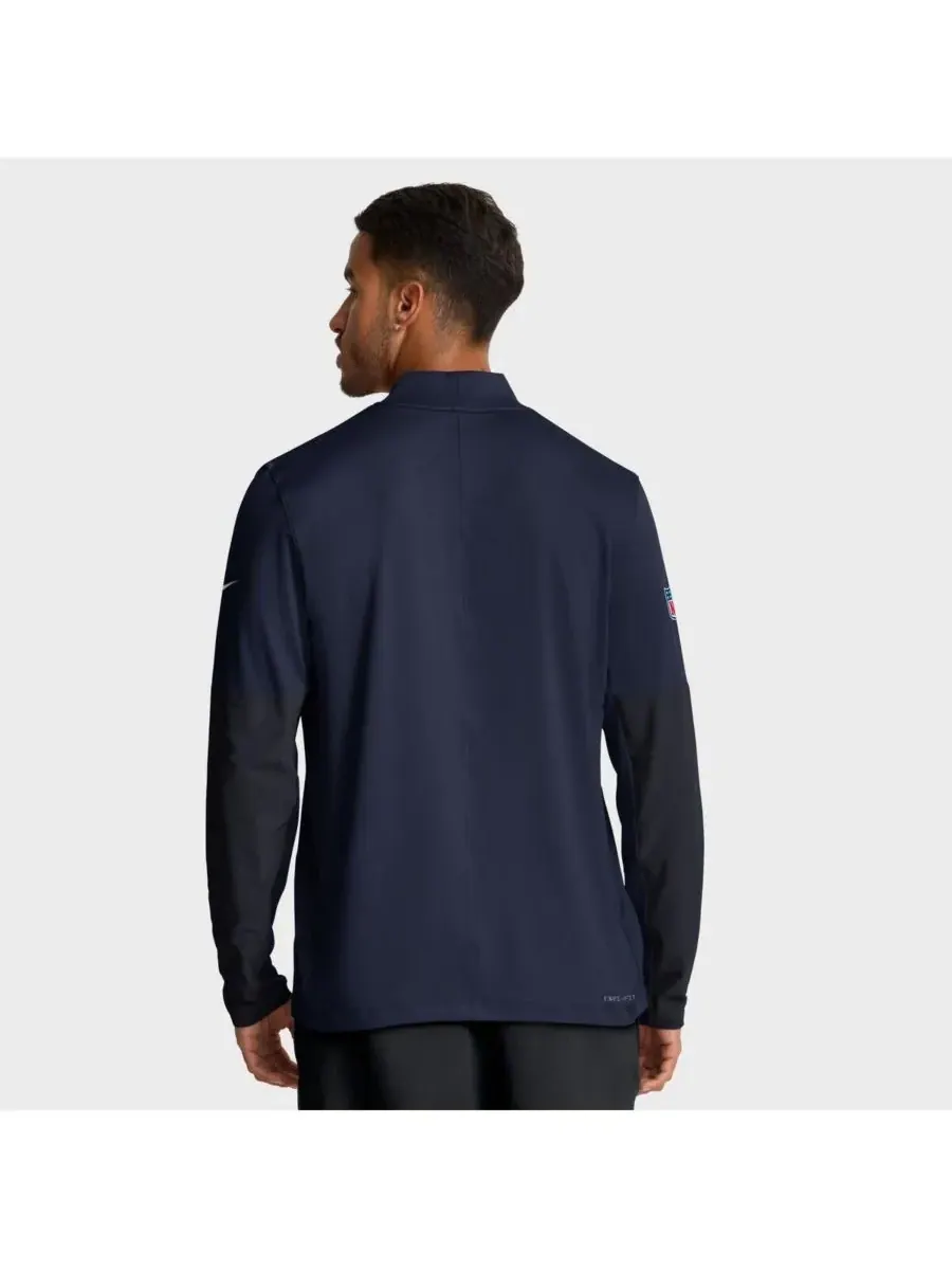 Nike Мужская темно-синяя толстовка с капюшоном Denver Broncos Sideline Dri-FIT с половинной молнией — изображение 2 из 5