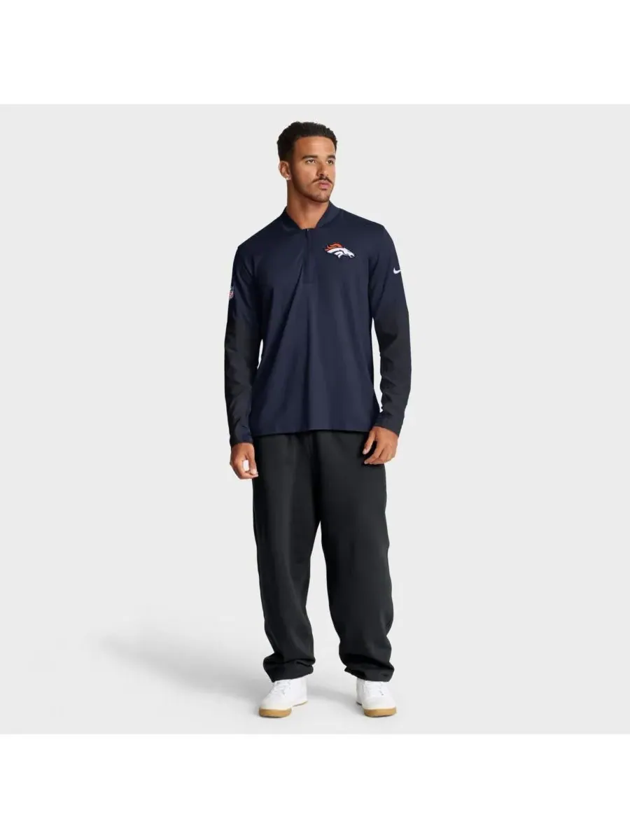 Nike Мужская темно-синяя толстовка с капюшоном Denver Broncos Sideline Dri-FIT с половинной молнией — изображение 3 из 5