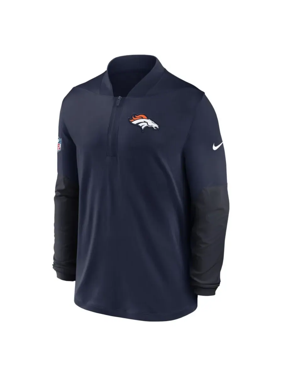 Nike Мужская темно-синяя толстовка с капюшоном Denver Broncos Sideline Dri-FIT с половинной молнией — изображение 5 из 5