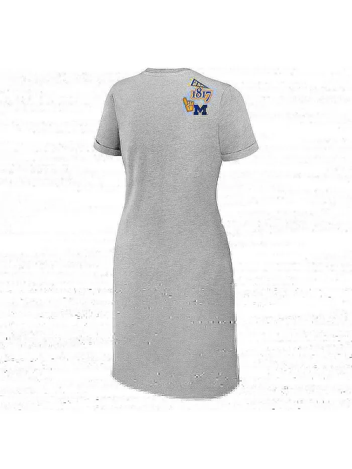 Женское платье-футболка с завязками Heather Grey Michigan Wolverines WEAR by Erin Andrews — изображение 3 из 3, серый