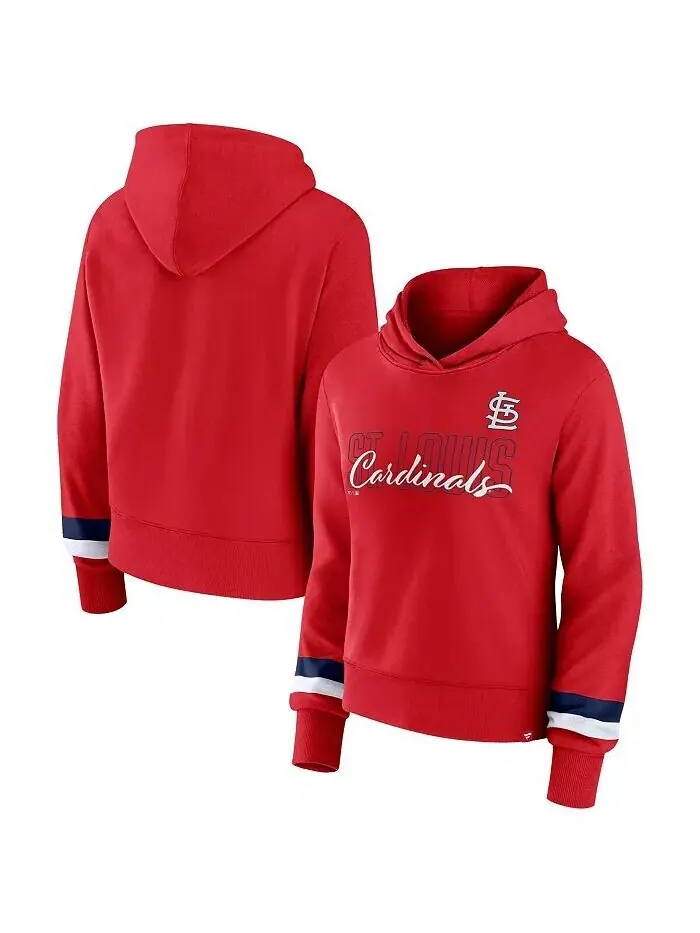 Женская красная толстовка с капюшоном St. Louis Cardinals Over Under Fanatics — изображение 1 из 3