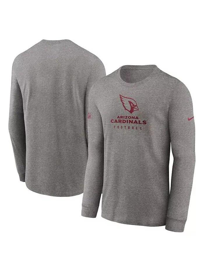 Мужская футболка с длинным рукавом Heather Grey Arizona Cardinals Sideline Performance Nike