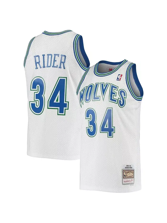 Мужская баскетбольная майка Isaiah Rider белого цвета Minnesota Timberwolves в стиле Hardwood — изображение 1 из 1