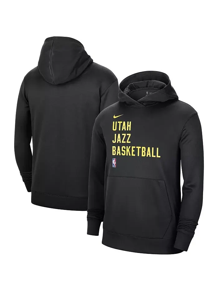Мужская и женская черная толстовка с капюшоном Utah Jazz 2023/24 Performance Spotlight для — изображение 1 из 3