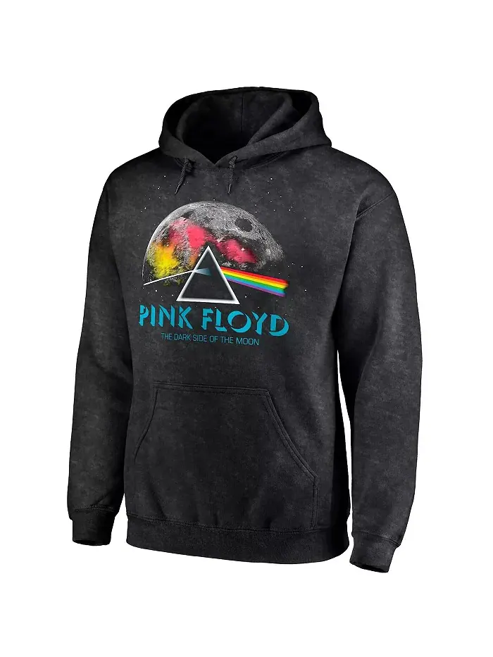 Мужская черная худи с принтом Pink Floyd Dark Side Of The Moon, потертая Philcos — изображение 2 из 3