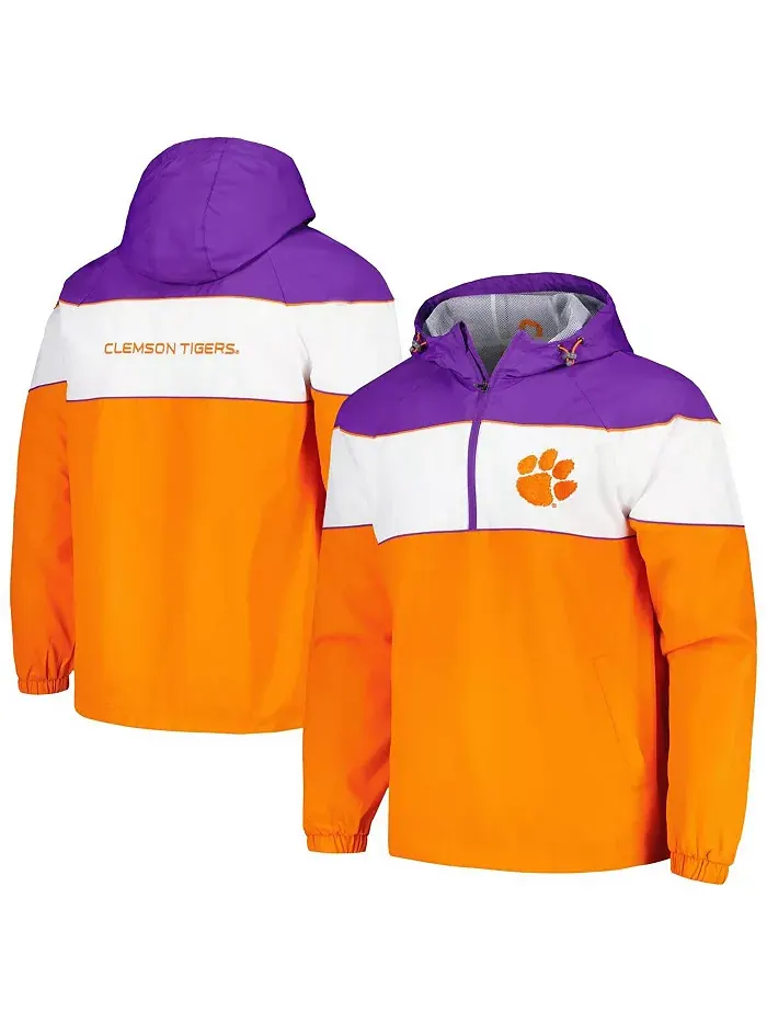 Мужская оранжевая толстовка с капюшоном Clemson Tigers Center Line полузастегивающаяся реглан G-III — изображение 1 из 3