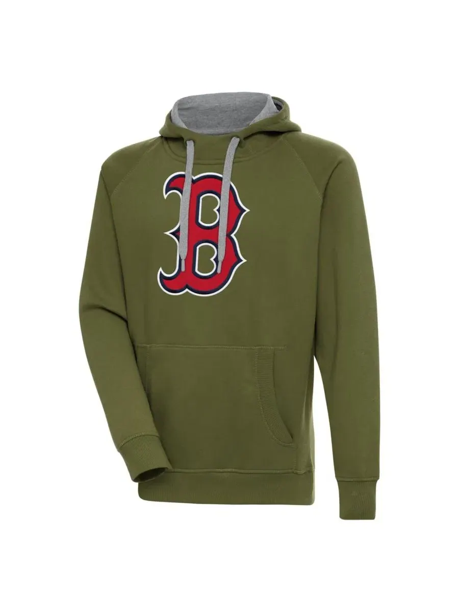Мужская толстовка с капюшоном оливкового цвета с символикой Boston Red Sox Victory Antigua — изображение 1 из 1, оливковый