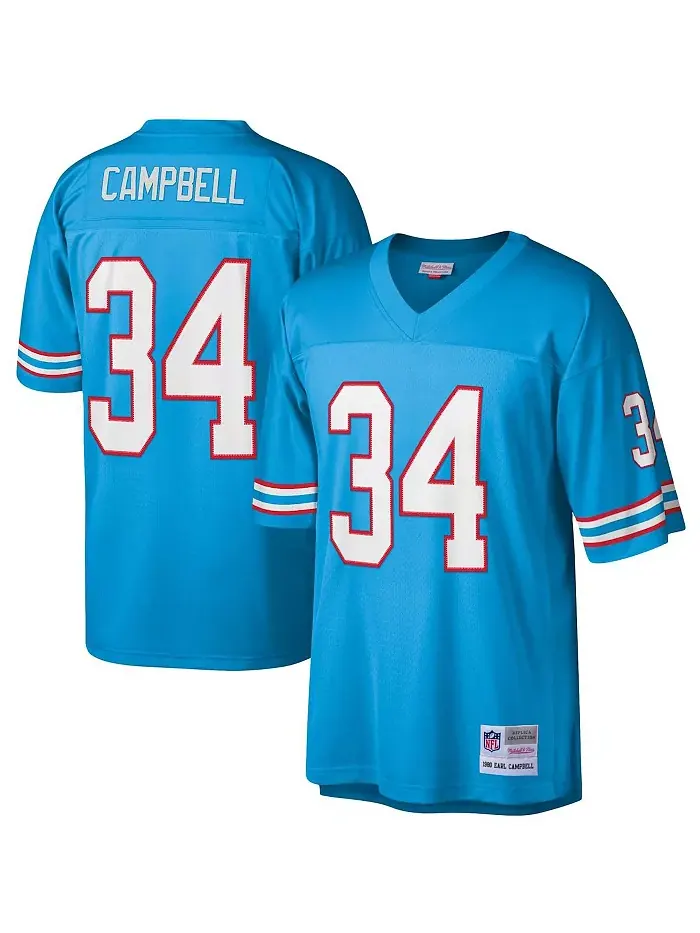 Мужская реплика джерси Earl Campbell в светло-голубом цвете Houston Oilers Legacy Mitchell & Ness — изображение 1 из 3