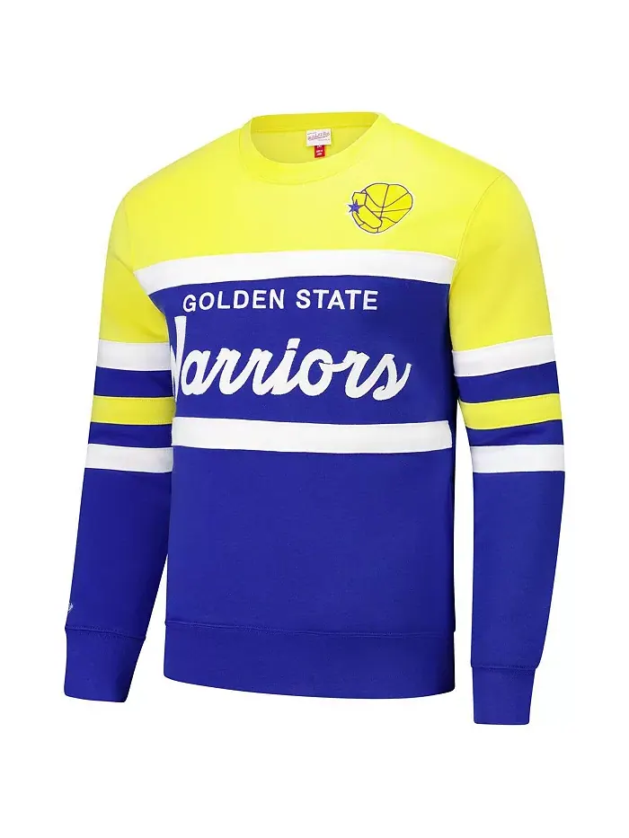 Мужской свитшот Golden State Warriors Hardwood Classics Vintage Logo Head Coach цвета роял/золото — изображение 3 из 3