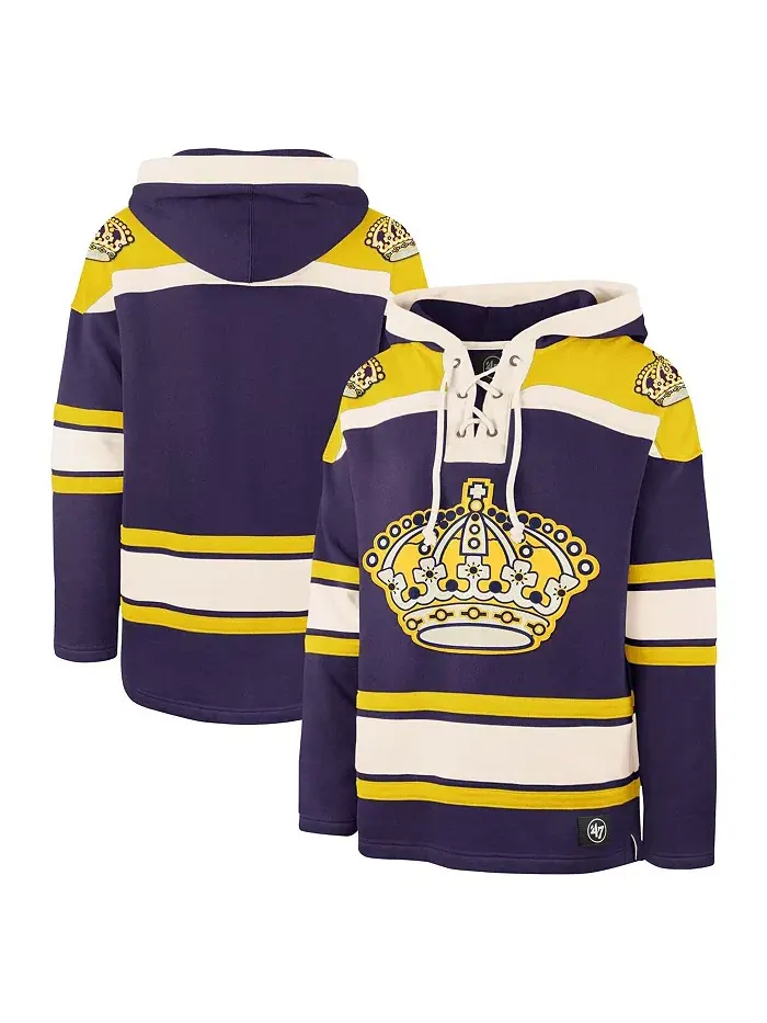 Мужская фиолетовая толстовка Superior Lacer Pullover Hoodie Los Angeles Kings '47 Brand — изображение 1 из 3