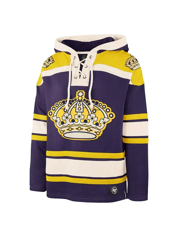 Мужская фиолетовая толстовка Superior Lacer Pullover Hoodie Los Angeles Kings '47 Brand — изображение 2 из 3